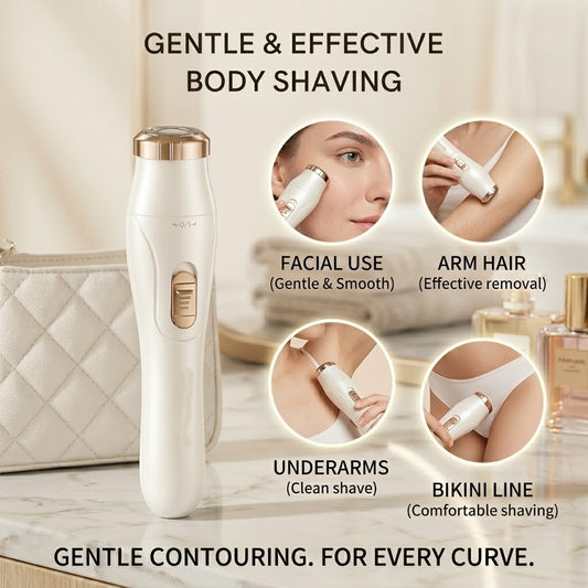 3-in-1 Cordless Electric Shaver for Women | Rechargeable Face & Body Hair Trimmer Set