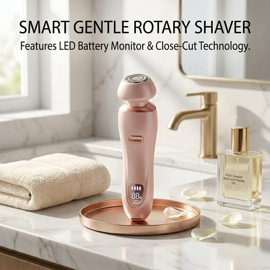 2-in-1 Women's Electric Shaver, Cordless Wet & Dry Hair Remover with LED Display, Rechargeable Trimmer for Face, Legs & Underarms