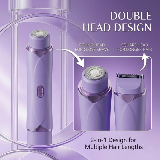 2-in-1 Rechargeable Women's Electric Shaver – Cordless Hair Trimmer for Face, Legs & Body