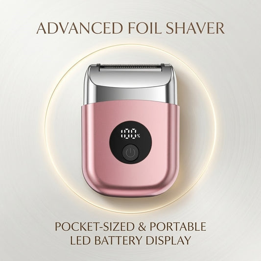 Compact Portable Foil Electric Shaver with LED Display - Type-C Rechargeable Travel Razor, Rose Pink