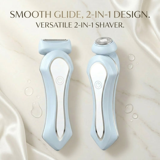 2-in-1 Women's Electric Shaver & Facial Trimmer – Wet/Dry, IPX7 Waterproof, Cordless USB-C Rechargeable