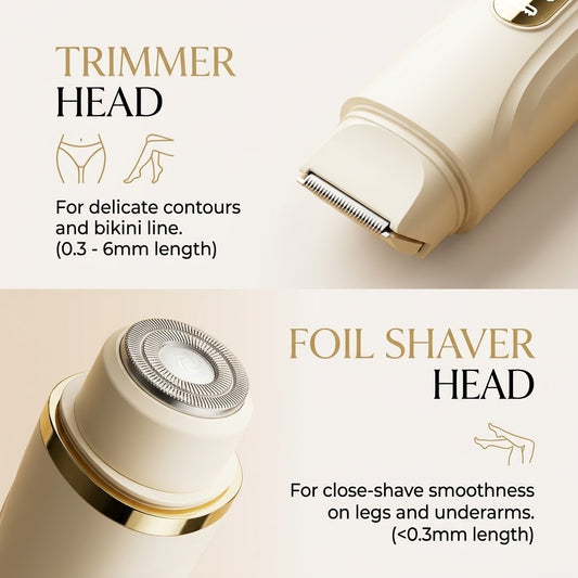 2-in-1 Women's Electric Shaver & Trimmer | Cordless, Waterproof & Travel-Ready