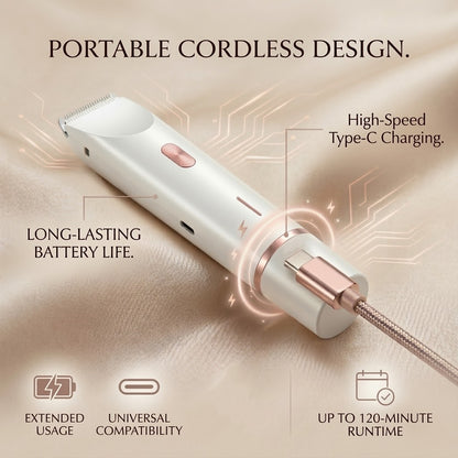 2-in-1 Cordless Women’s Precision Trimmer & Facial Shaver | Rechargeable, Travel-Ready Grooming Kit