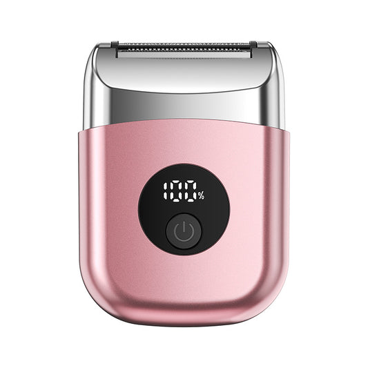 Compact Portable Foil Electric Shaver with LED Display - Type-C Rechargeable Travel Razor, Rose Pink